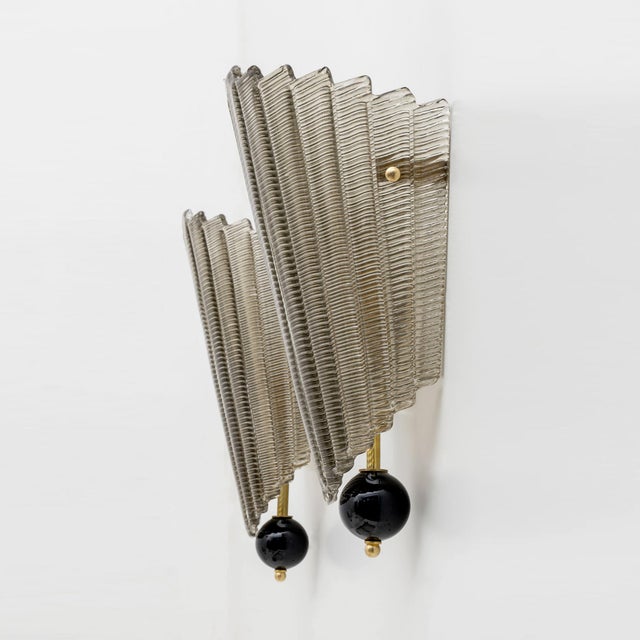 Italian Modern Murano Glass Textured Wall Sconces, 2000, Set of 2 For Sale - Image 6 of 10