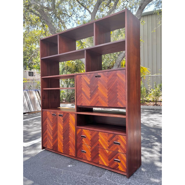 Mid-Century Modern Mid Century Danish Modern Herringbone Room Divider or Dry Bar For Sale - Image 3 of 18