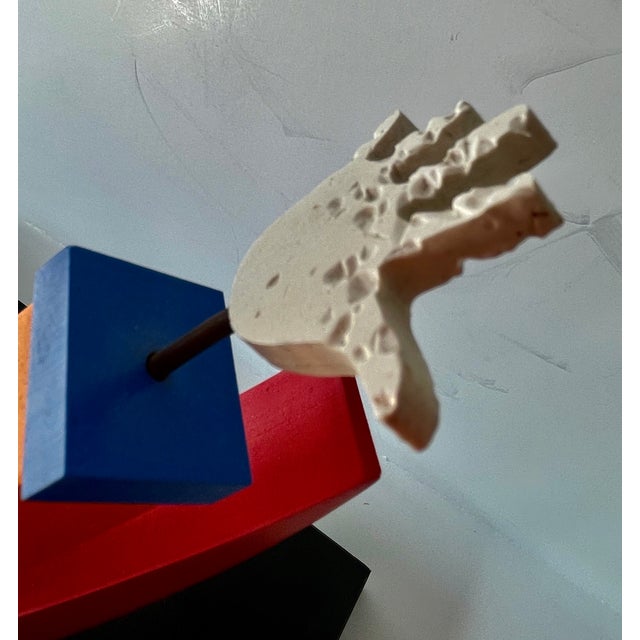 Abstract Geometric Face Wood Sculpture, Signed For Sale - Image 4 of 15