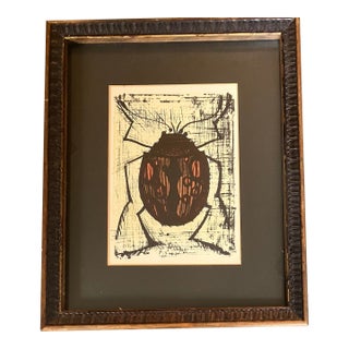 1970’s Original Bernard Buffet Colored Lithograph Vintage Frame For Sale