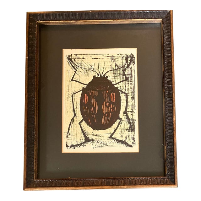 1970’s Original Bernard Buffet Colored Lithograph Vintage Frame For Sale