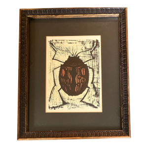 1970’s Original Bernard Buffet Colored Lithograph Vintage Frame
