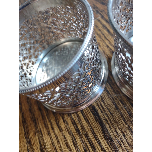 1960s Italian Silverplated Condiment Bottle Coasters- a Pair For Sale In Atlanta - Image 6 of 9