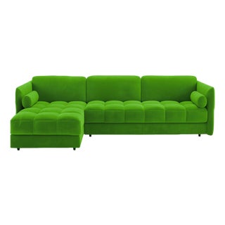 Vínculo Sectional Sofa in Green Velvet by Moanne For Sale