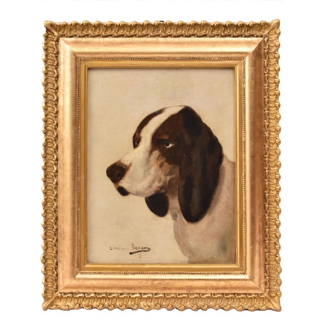 Théodore Lévigne, Portraits with Hunting Dogs, 19th Century, Oil Painting on Canvas, Framed For Sale - Image 9 of 9