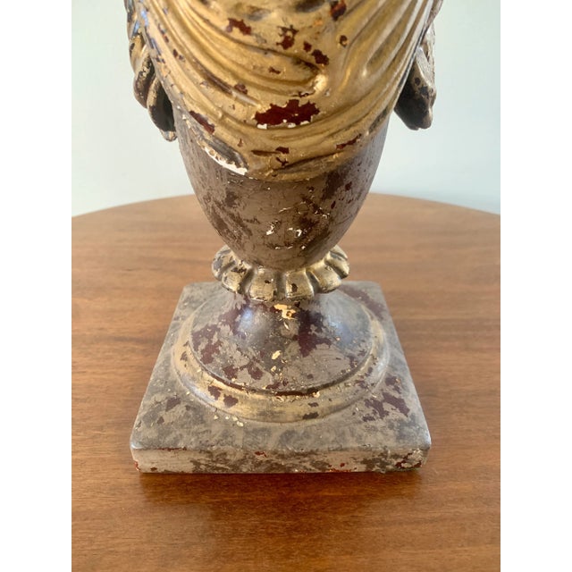 Early 21st Century Vintage Neoclassical Urn-Form Table Lamp With Greek Key and Draped Swag For Sale - Image 5 of 12