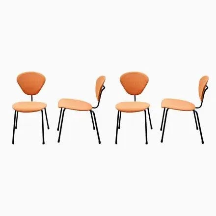 Orange Dining Chairs by Campo e Graffi for ISA Bergamo, 1950s, Set of 4 For Sale - Image 8 of 9