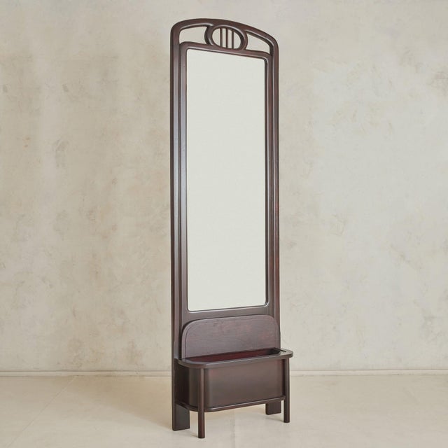 Austrian Art Nouveau Mahogany Floor Mirror, 1910s For Sale - Image 4 of 11