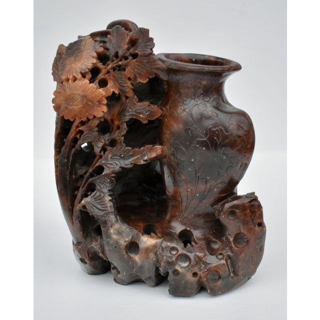 Vintage Carved Ornate Soapstone Scultpure For Sale - Image 11 of 13