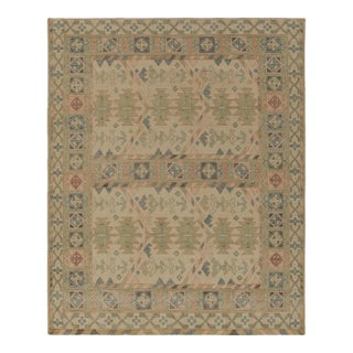 Rug & Kilim’s Distressed Style Rug in Green, Pink and Blue Tribal Patterns For Sale