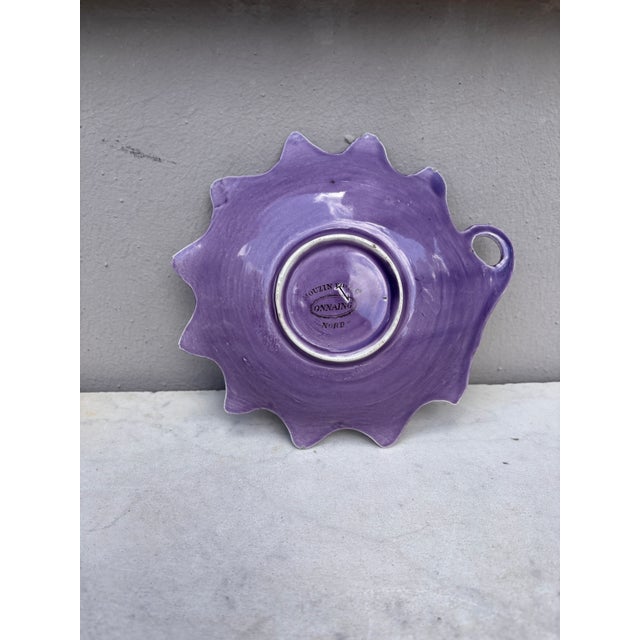 Rare French Majolica Purple Dish Leaf Onnaing, Circa 1890 For Sale - Image 4 of 4