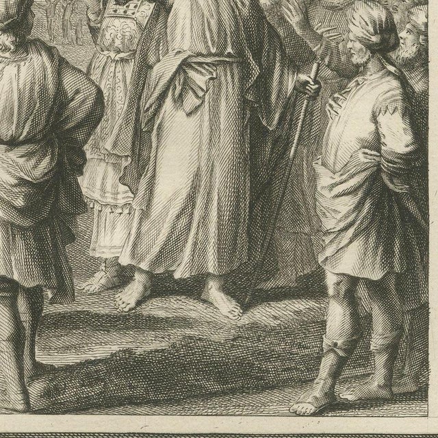 Pieter Mortier, Quails in the Camp and the Spies Return from Canaan, 1700, Engraving For Sale - Image 6 of 12