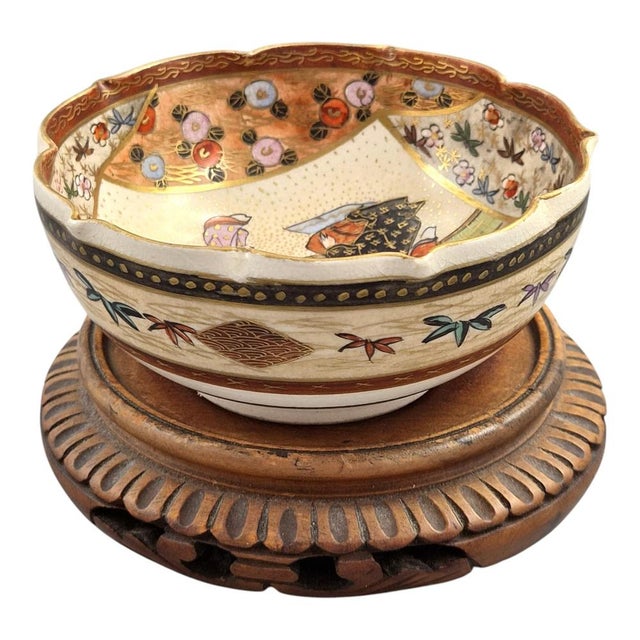 Meiji Japanese Satsuma Hanami Bowl by Kyoto Export Ware, 1895 For Sale - Image 5 of 11