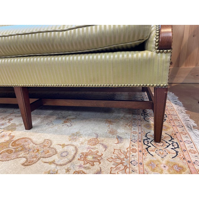 Green Antique 19th Century Chippendale Camelback Sofa in Striped Light Green Upholstery For Sale - Image 8 of 10