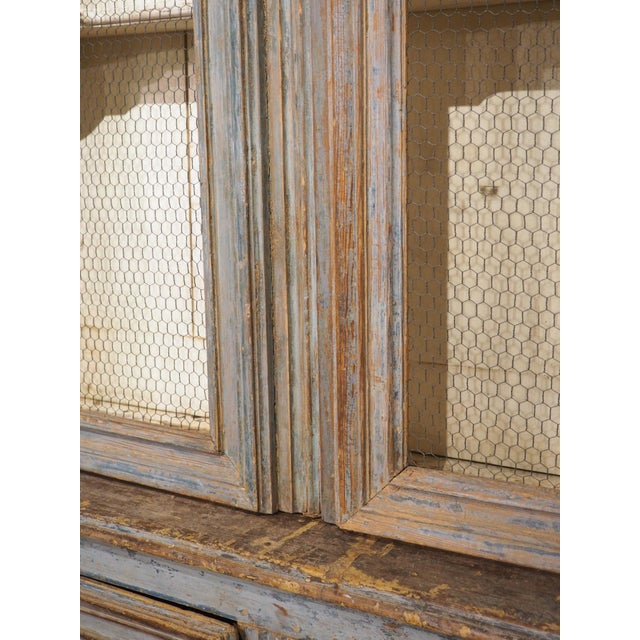 Wood Monumental 18th Century Hand Scraped and Painted French Buffet Deux Corps Bibliotheque For Sale - Image 7 of 18