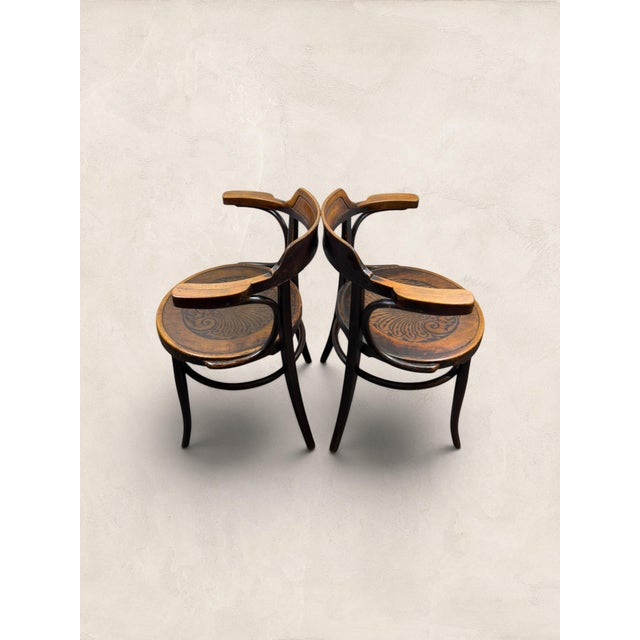 Antique Pair of English Art Nouveau Bentwood Armchairs For Sale - Image 4 of 10