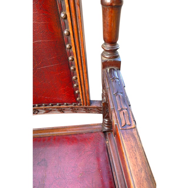 Ornately Hand Carved English 19th Century Antique Mahogany Chair For Sale - Image 12 of 13