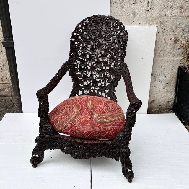 Victorian Anglo-Indian Armchair in Wood, Burma / Republic of the Union of Myanmar, 1880 For Sale - Image 9 of 18
