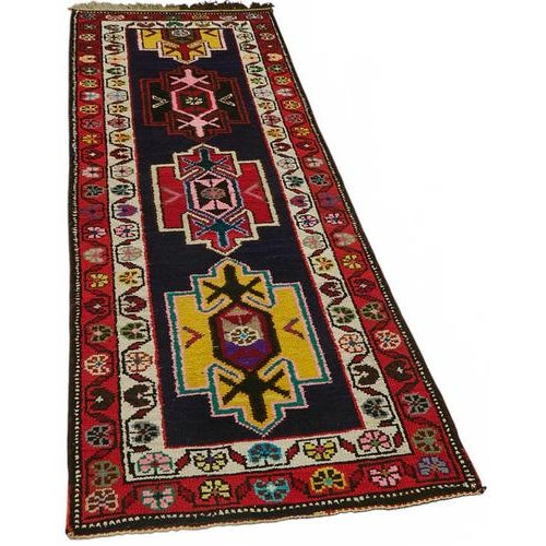Textile Multicolor Bohemian Runner Rug For Sale - Image 7 of 7