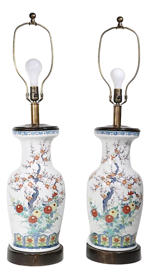 Mid 20th Century Chinese Style Ceramic Lamps by Frederick Cooper - Pair