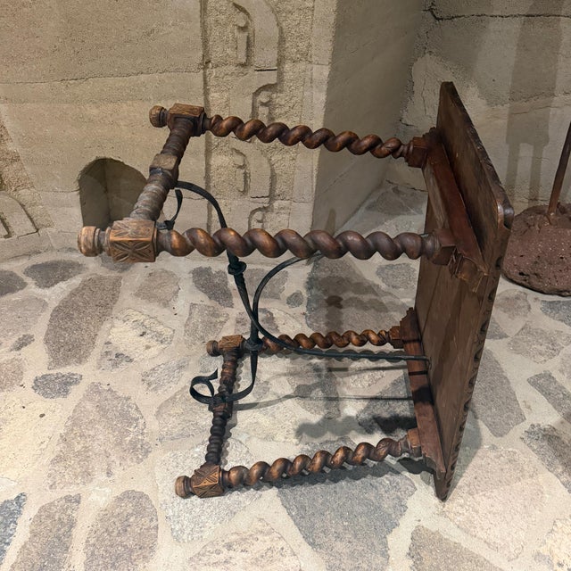 Antique 19th-Century Spanish Side Table Solomonic Legs Wrought Iron For Sale - Image 13 of 17