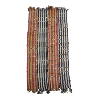 1970s Vintage Handmade Wool Cotton Orange Kilim Wide Runenr Rug For Sale