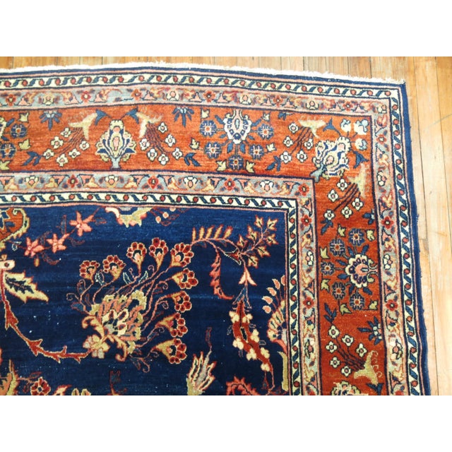 Antique Zabihi Collection Royal Blue Mohajeran Persian Sarouk Rug - 7'1" x 10'6" For Sale In New York - Image 6 of 9