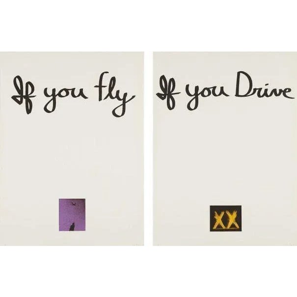 Contemporary 1973 "If You Fly, If You Drive" Diptych Word Art Prints by Chris Burden - a Pair For Sale - Image 3 of 3