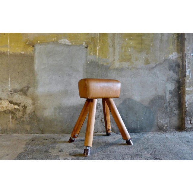 Industrial Vintage Brown Leather Horse For Sale - Image 3 of 3