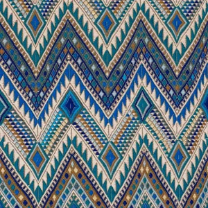Schumacher X A Rum Fellow Coyolate Hand Woven Brocade Fabric in Ocean