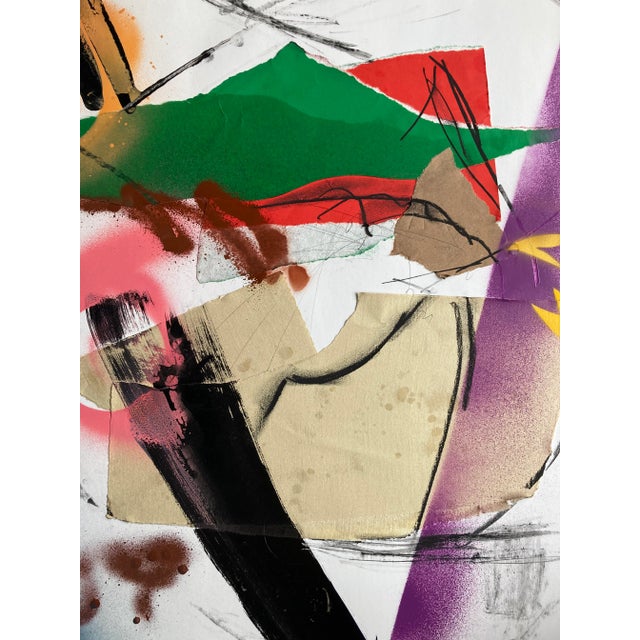 Original abstract painting/collage called “Pagoda” by Erik Sulander on paper, 22x28, signed, unframed.