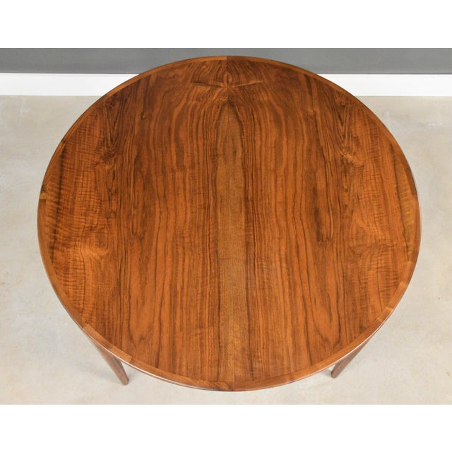 Wood 1960s Refinished Walnut 47” Round to Oval Dining Table For Sale - Image 7 of 10