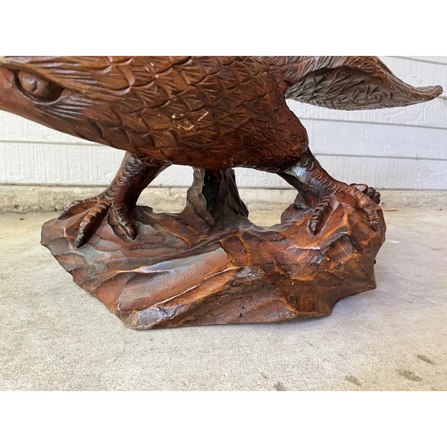 1979s Vintage Wooden Carved Americana Federal Eagle Large Figurine Statue For Sale - Image 4 of 11