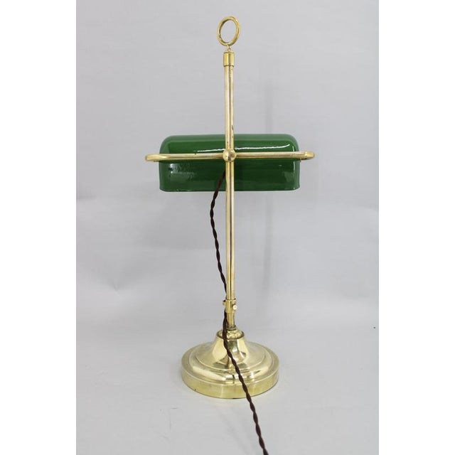 Art Deco Brass Banker Table Lamp, Czechoslovakia, 1930s For Sale - Image 4 of 13