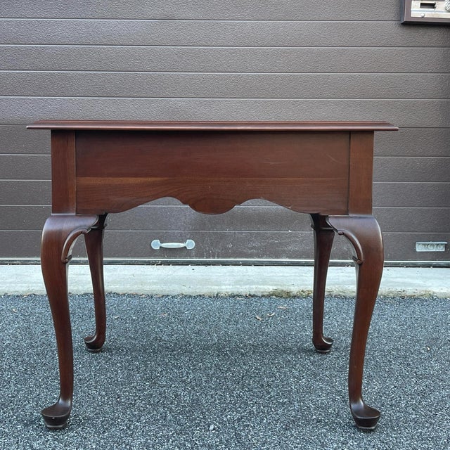 Brown 2000s Ethan Allen Georgian Court Queen Anne Solid Cherry Side or End Table With Drawer For Sale - Image 8 of 11