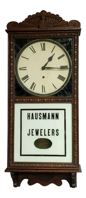 Circa 1920 Art Deco Tiger Oak Grandfather Wall Clock (Hausmann Jewelers)