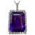 152 Ct Emerald Cut Amethyst & 10 Ct Diamond Pendant Necklace 14kw Gold + Chain For Sale - Image 4 of 8