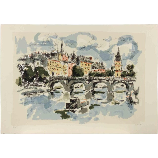 Franco Marzilli, View of Paris, Etching, 1990s For Sale