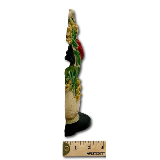 Hard to Find 1930s Hubley MFG Co. Tulips & Hyacinths Flower Basket Cast Iron Doorstop in Pristine Cond. For Sale - Image 17 of 18