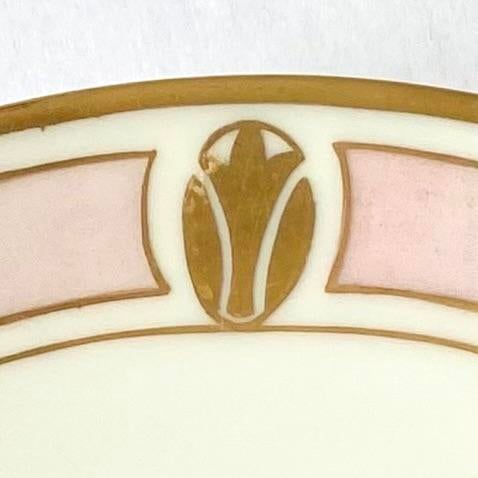 Pink Stylish Thomas Bavaria Hand-Painted Pink and Gold Porcelain Plate For Sale - Image 8 of 8