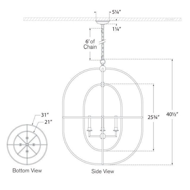 Visual Comfort Chapman & Myers for Visual Comfort Signature Desmond Open Double Oval Lantern in Gild For Sale - Image 4 of 4
