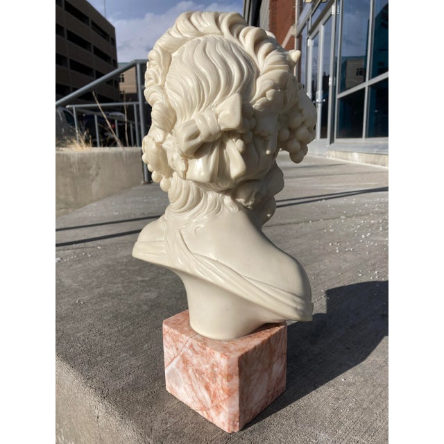 Bust of 19th Century French Woman on Cube Marble Mount After Grinam Niam Paris For Sale - Image 11 of 13