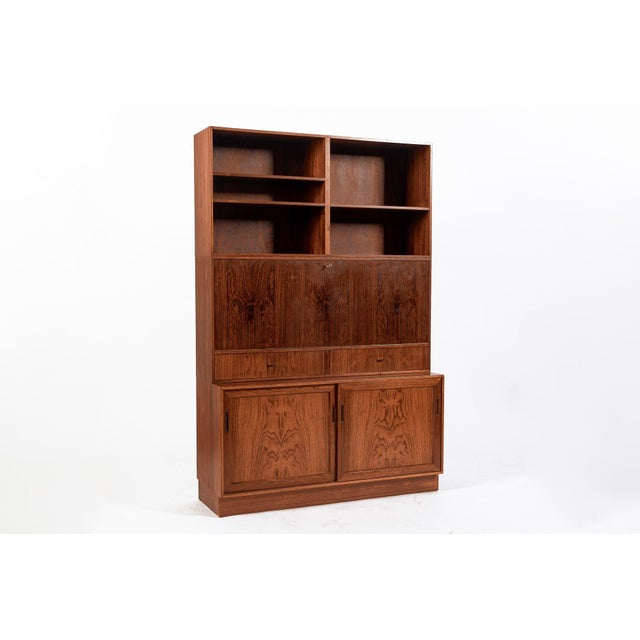 Mid Century Danish Rosewood Bookcase With Drop-Down Secretary Desk For Sale - Image 13 of 18