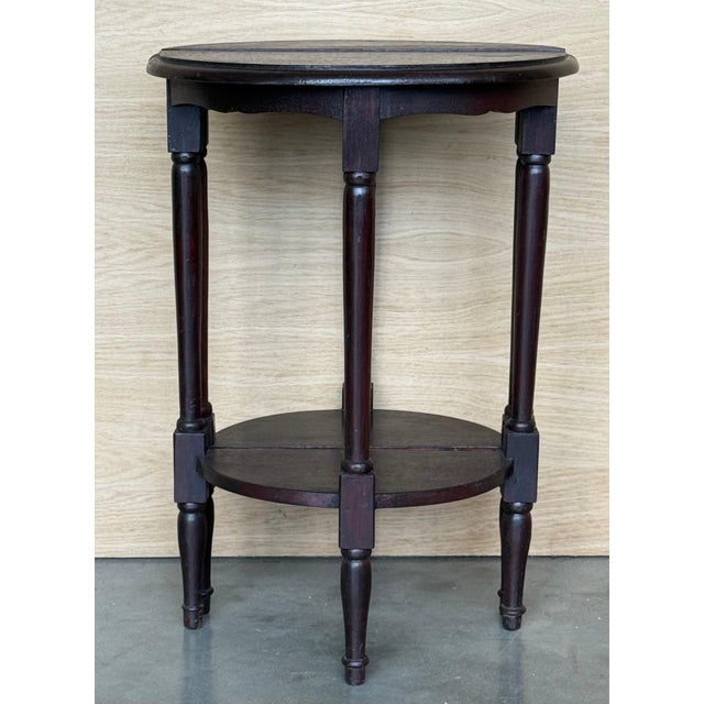 Early 20th Century Pair of Dark Wood Narrow Demilune Convertible Nightstands with Low Shelve For Sale - Image 18 of 18