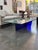 Glass 1990s Large Asymmetrical Sculptural Glass Coffee Table With Cobalt Blue Pedestal Base For Sale - Image 7 of 13