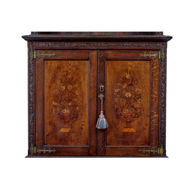 Antique Architectural Cabinet Bookcase in Inlaid Oak, 1880 For Sale - Image 6 of 10