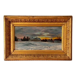 George Edward Lodge, Winter Landscape, 1882, Oil Painting on Wood, Framed For Sale