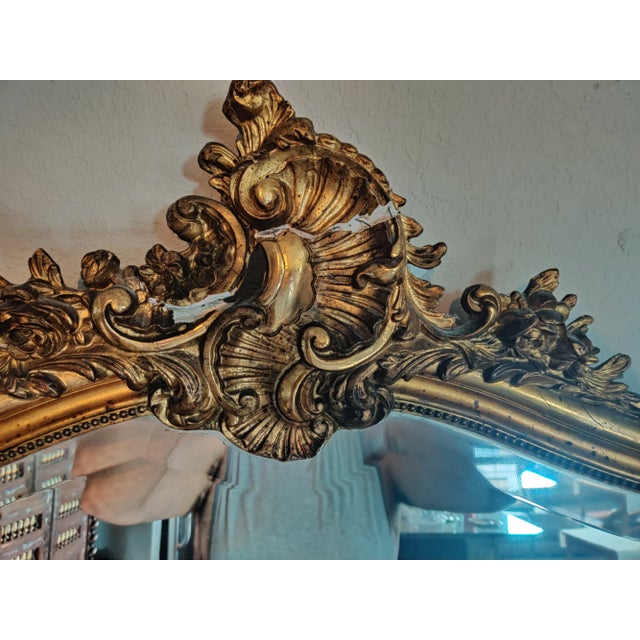 Antique French Napoleon III Gilt Mirror For Sale - Image 9 of 12