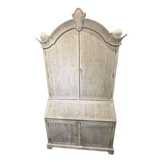 Jonathan Charles Alnwick European Style Whitewashed Bureau Secretary Bookcase For Sale
