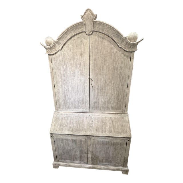 Jonathan Charles Alnwick European Style Whitewashed Bureau Secretary Bookcase For Sale